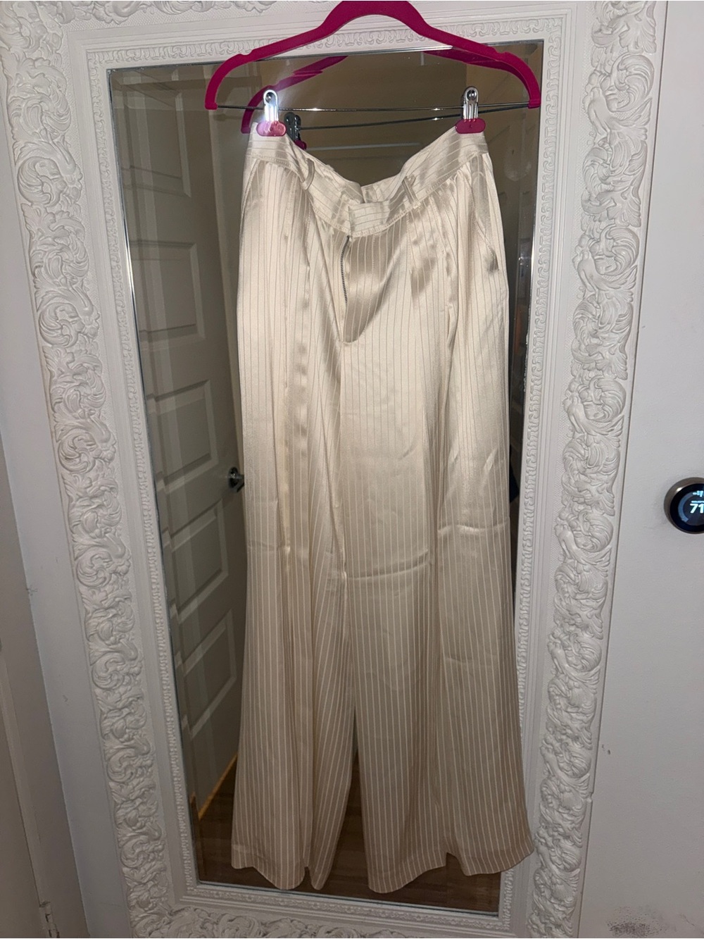 NEW cinq a sept Cream Pinstripe Wide-Leg Trousers